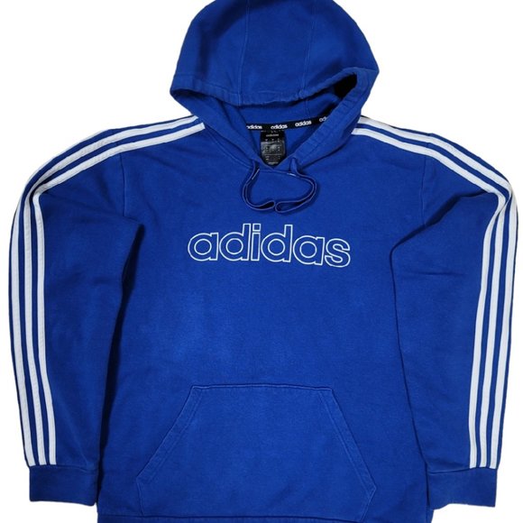 Adidas Men's Royal Blue Fleece Pullover Hoodie - Picture 1 of 2